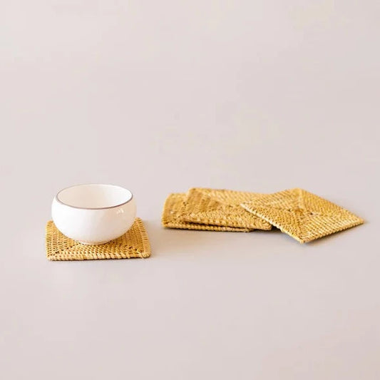 Golden Grass Square Coasters