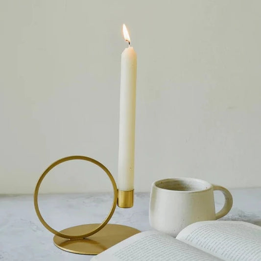 Golden Ringed Candle Holder