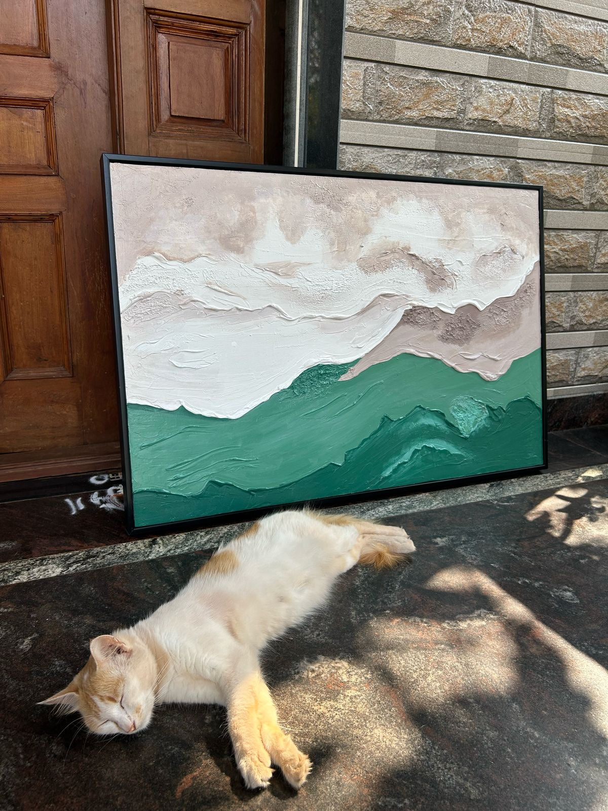 Green Textured Ocean Waves Texture Art