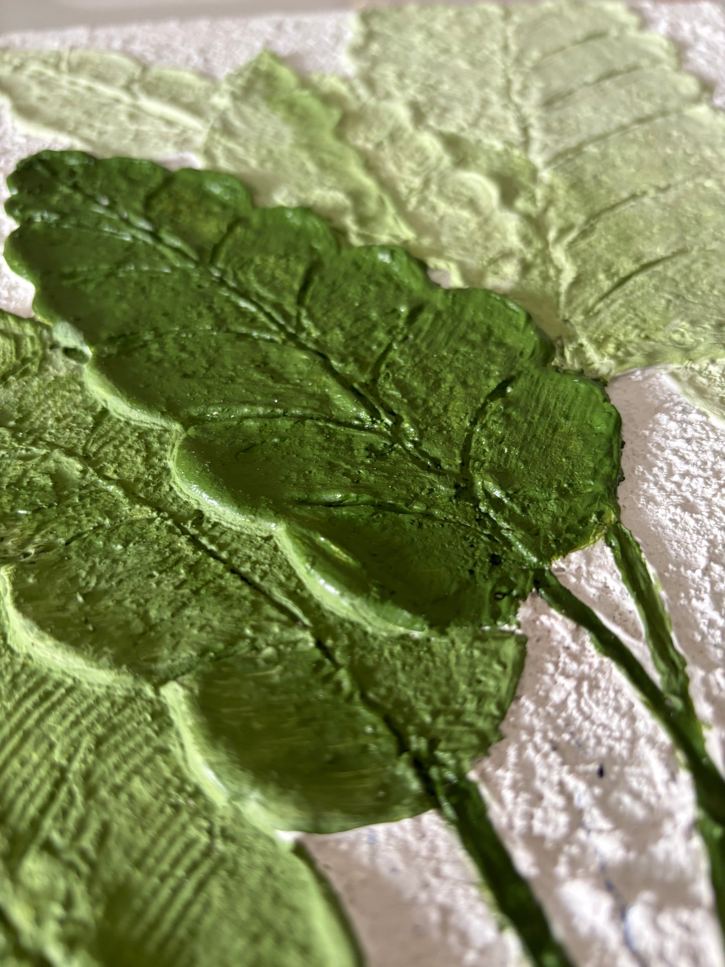 Botanical Leaf Texture Art (Green & White)