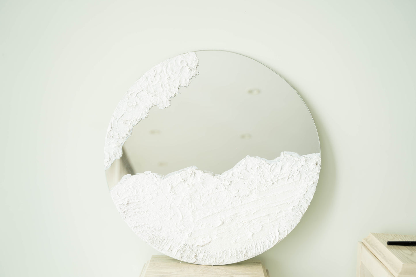 Mixed Media Art on Mirror ( Ocean's Mirror - White )