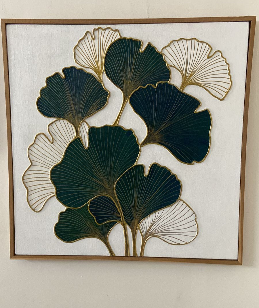 Green & Golden Flower Texture Art