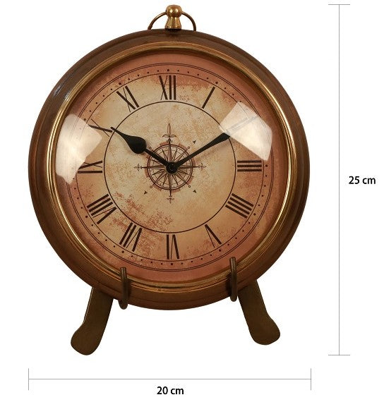 Brass Antique Tripod Table Clock