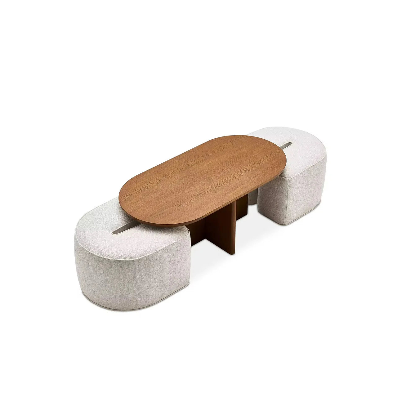 Shifu Pouf & Veneer Table Set