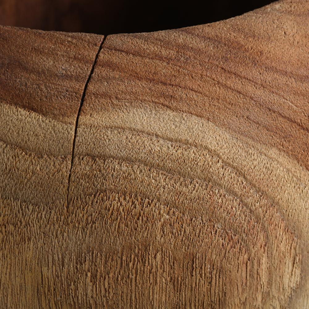 Dobby Teak Wood Round Vase
