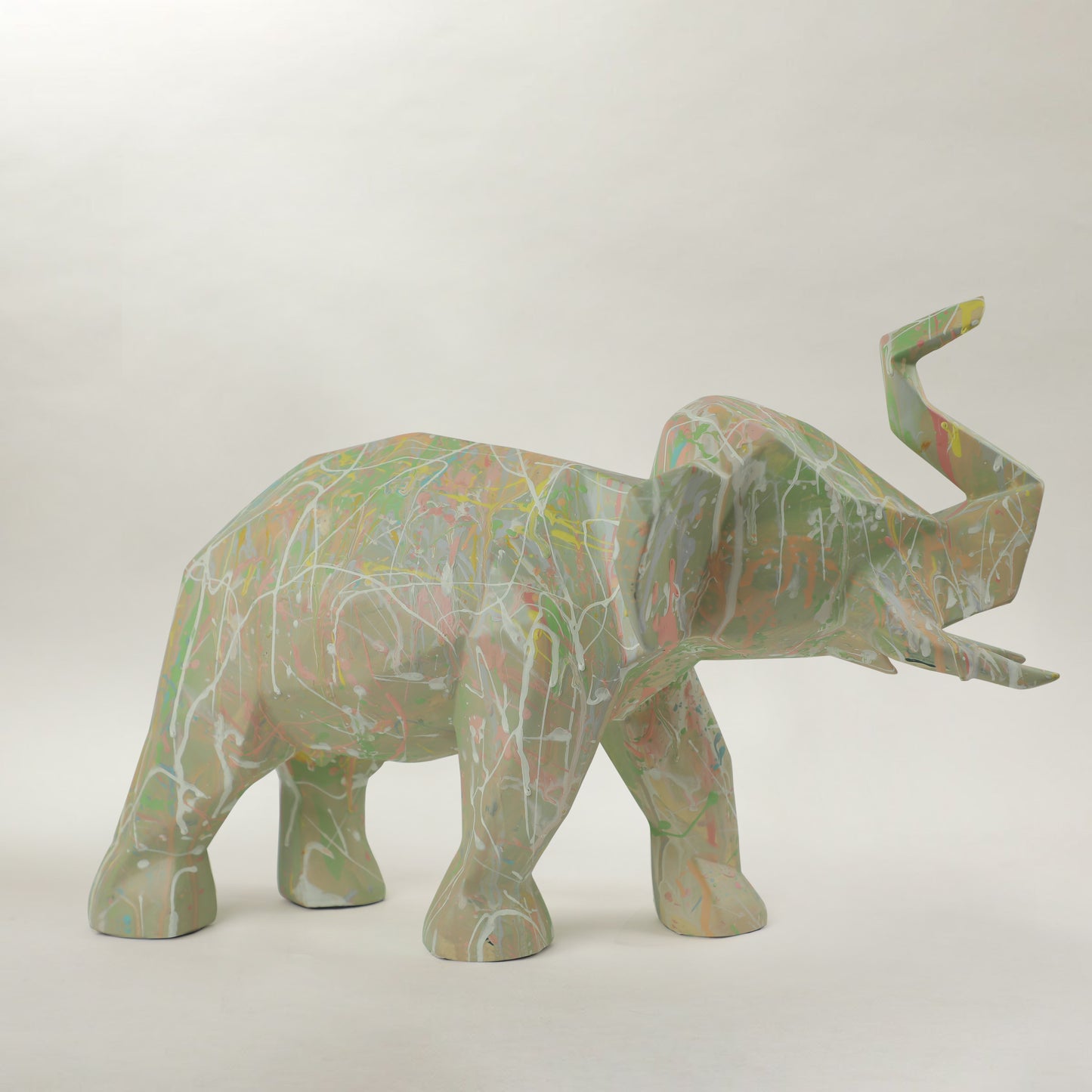 Hand-Painted Elephant - Pastel Rainbow