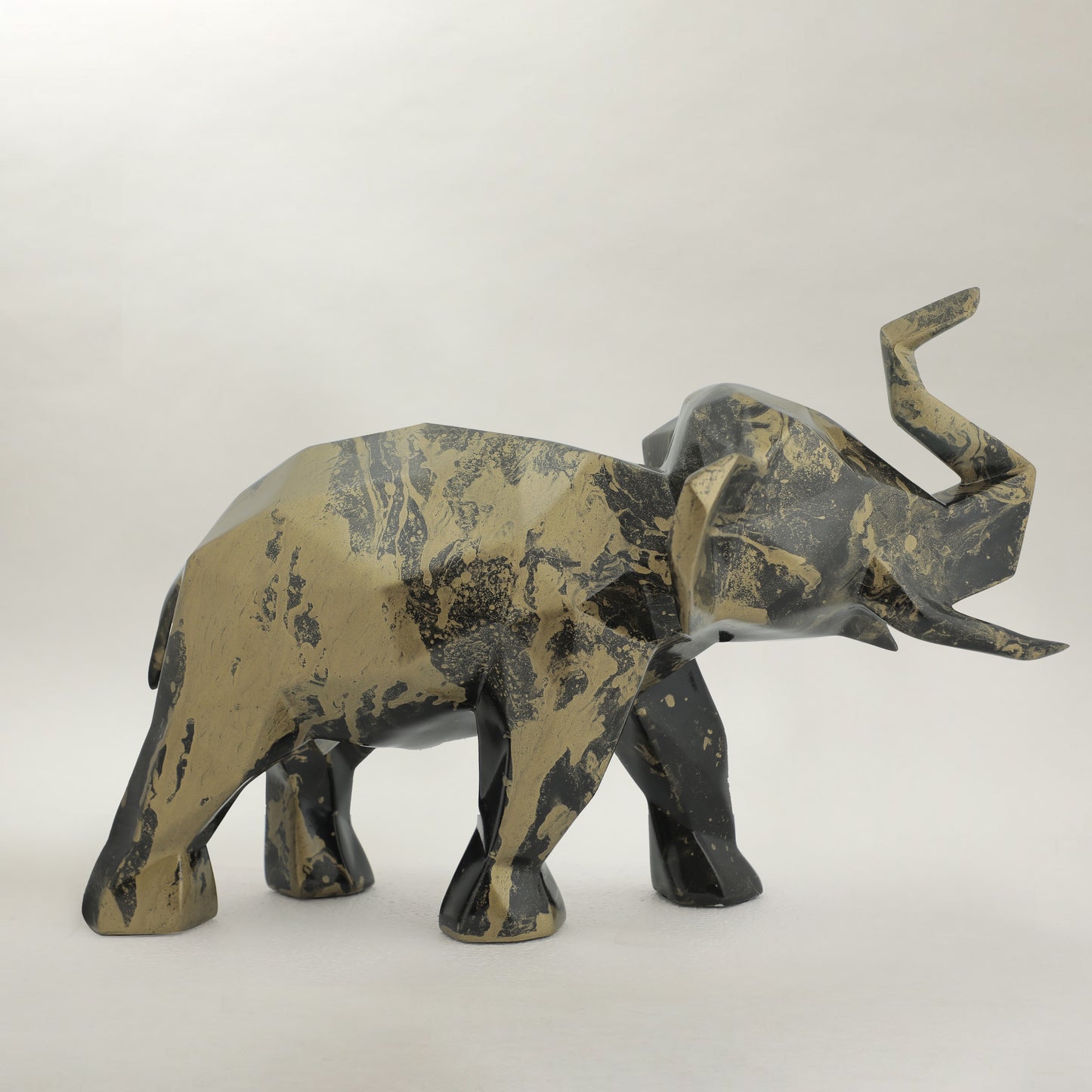 Hand-Painted Elephant - Charcoal Gold