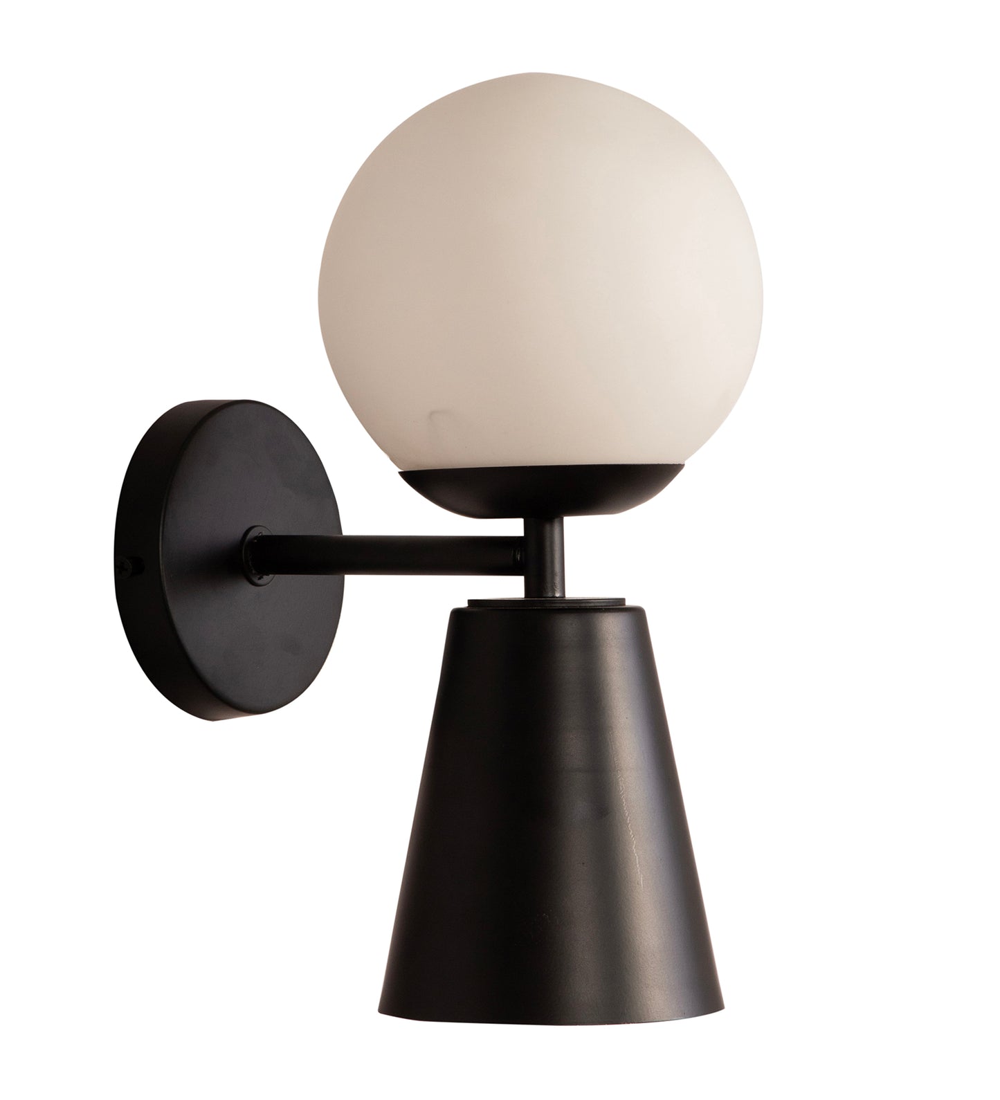 Mid Century Globe Black Wall Light