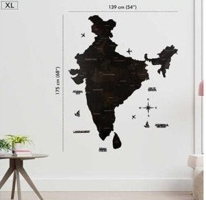3D Wooden India Map