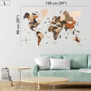 3D Wooden World Map