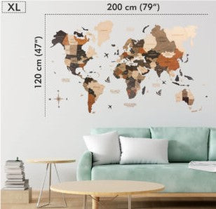 3D Wooden World Map