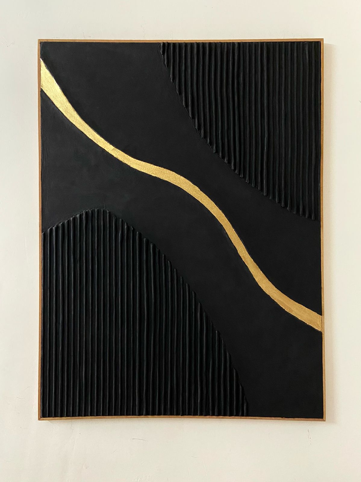 Black Gold Minimalist Textured Painting