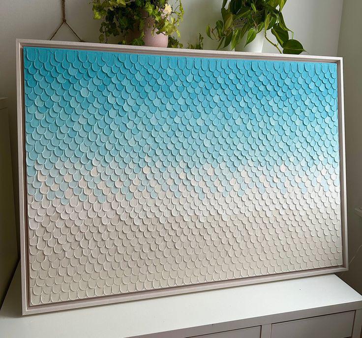 Ombre Effect Textured Art - Aqua