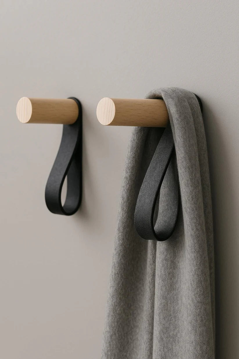 Natural Wood & Leather Wall Hook