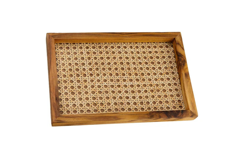 Natural Rattan & Teak Tray
