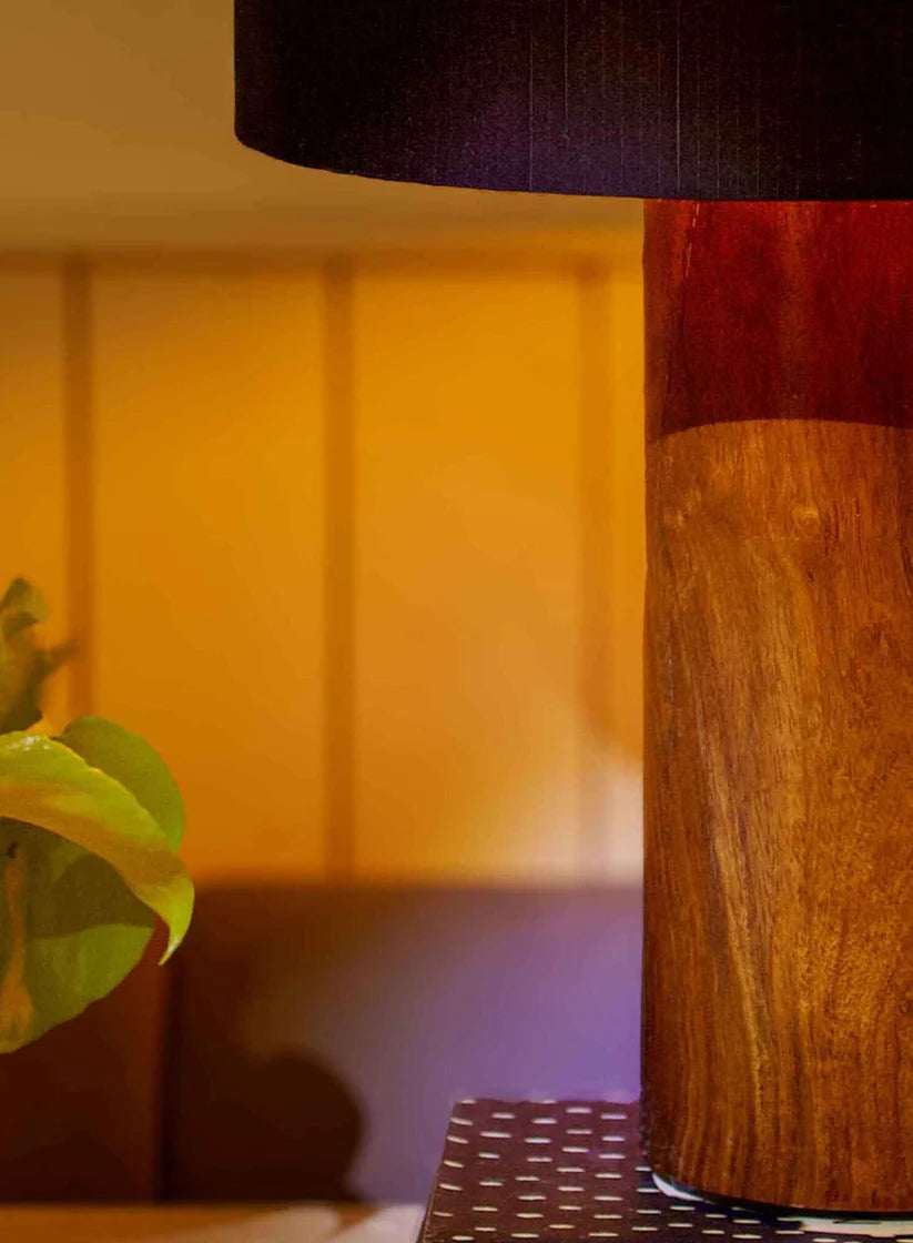 Rosewood Tall Table Lamp – Black Shade