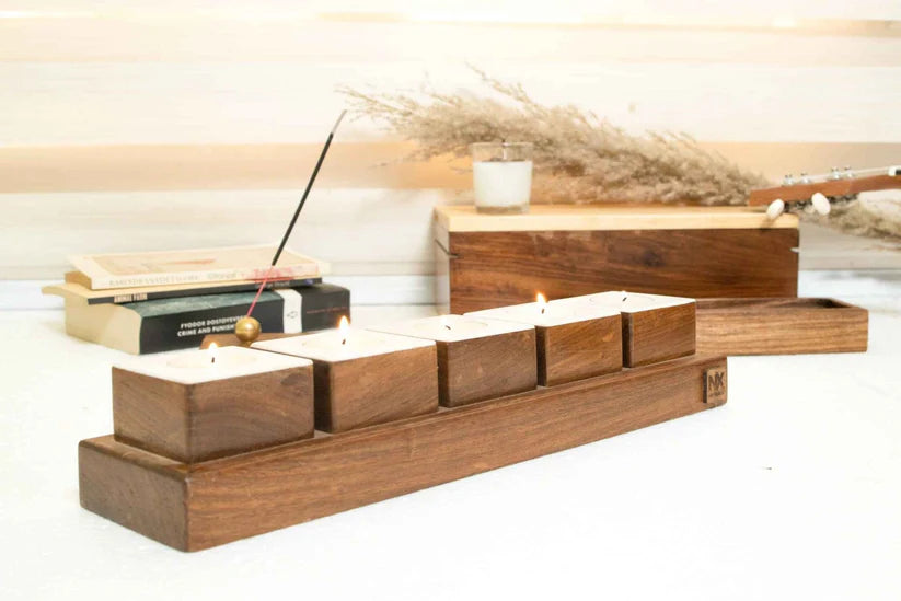 Rosewood Tea Light Holders (Set of 5)