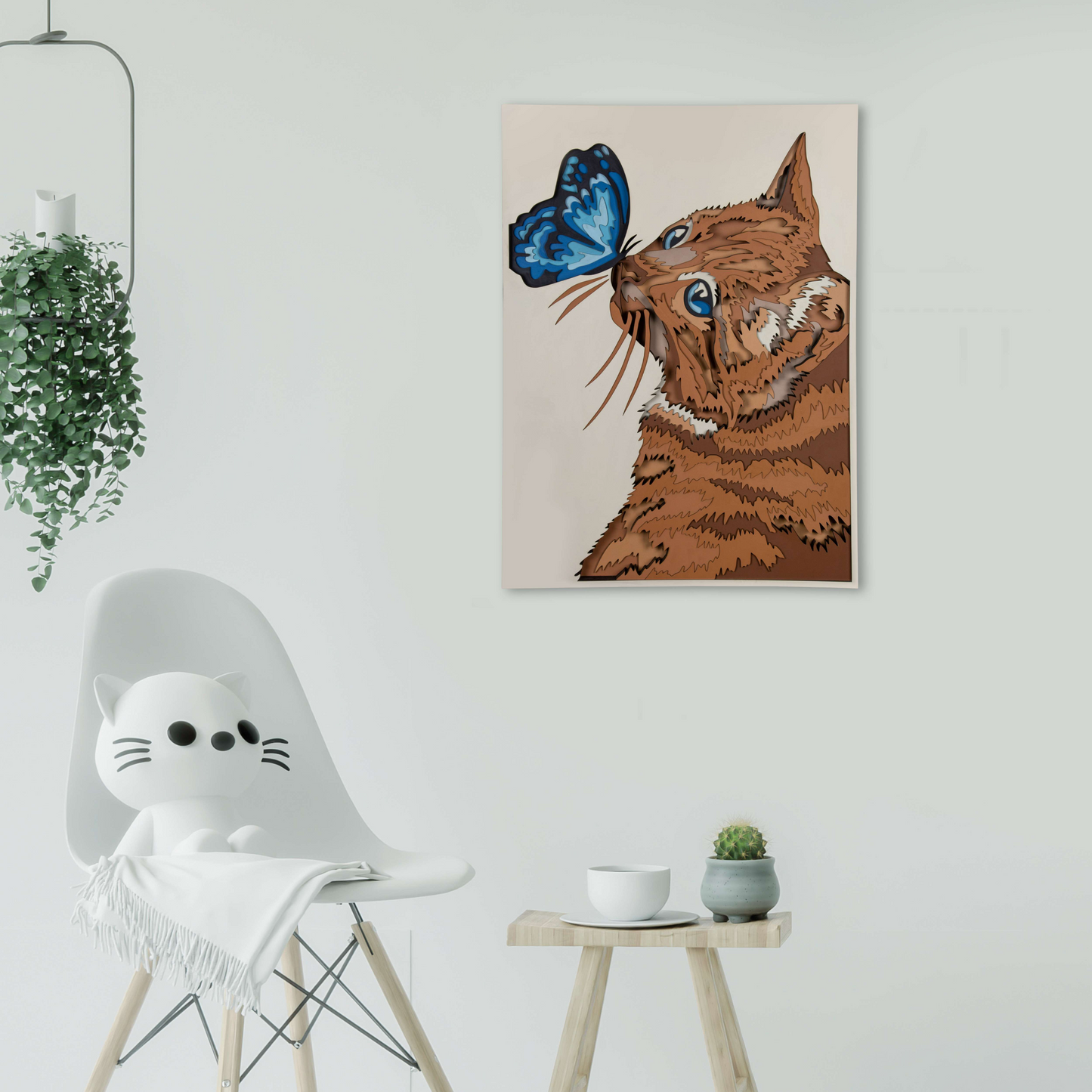 Cat Meets Butterfly Multi Layer Mandala