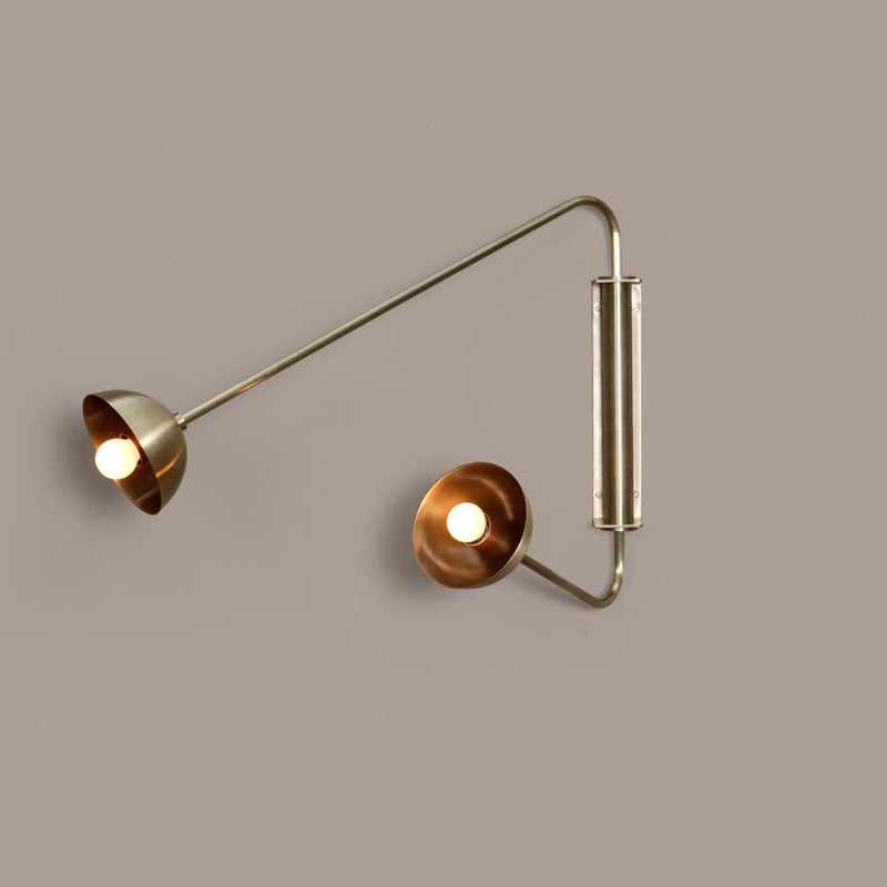 Float Wall Sconce Two Arm Brass Dome