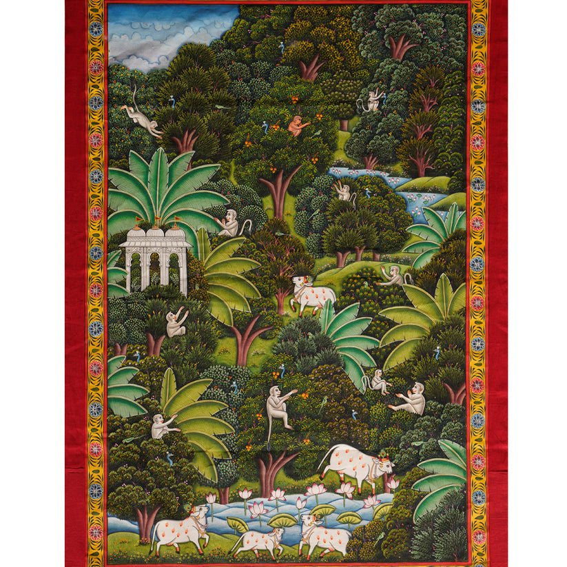 A forest scene with temple