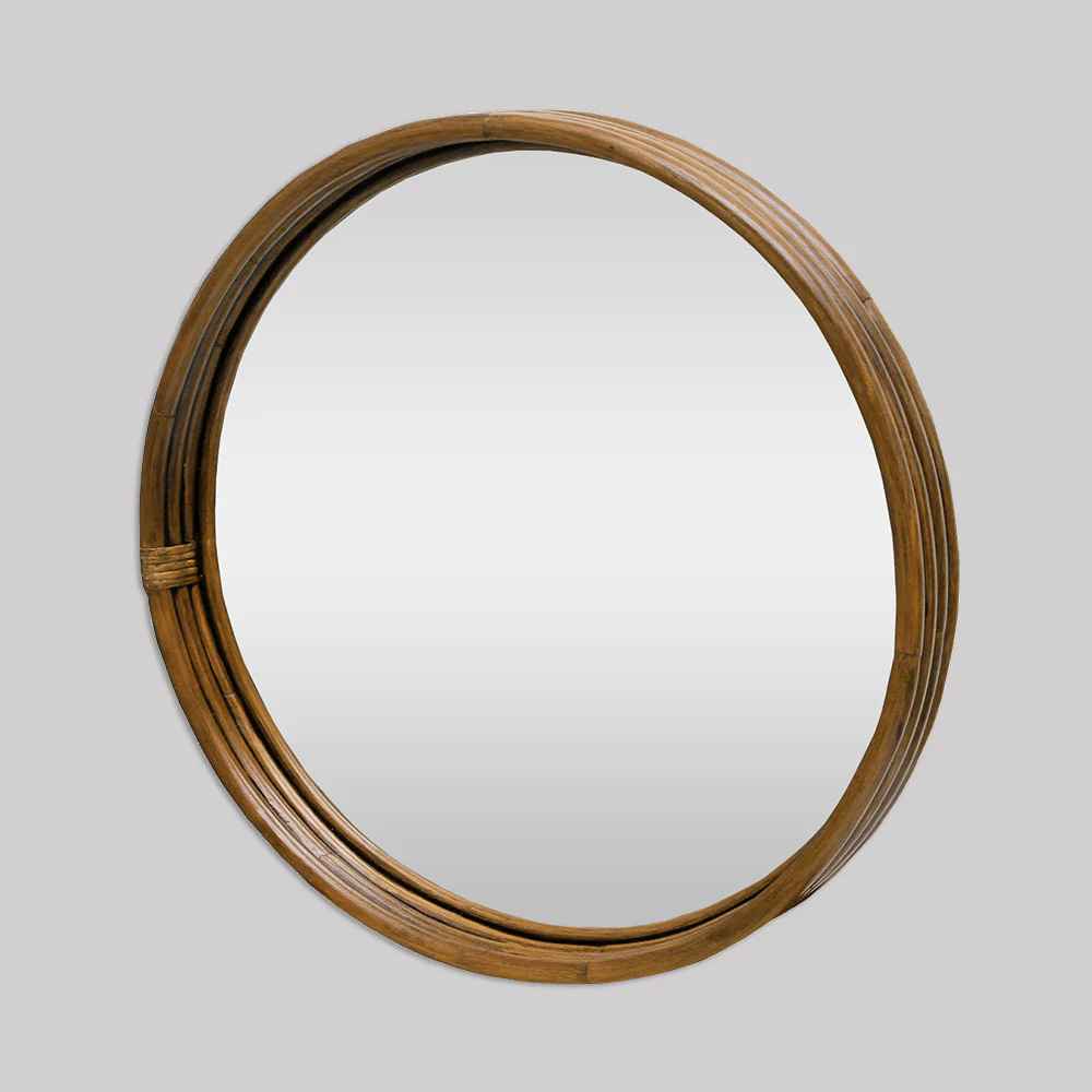 Marina Woven Round Mirror - Brown Wash