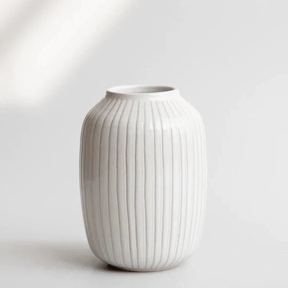 Cosmos White Ceramic Vase