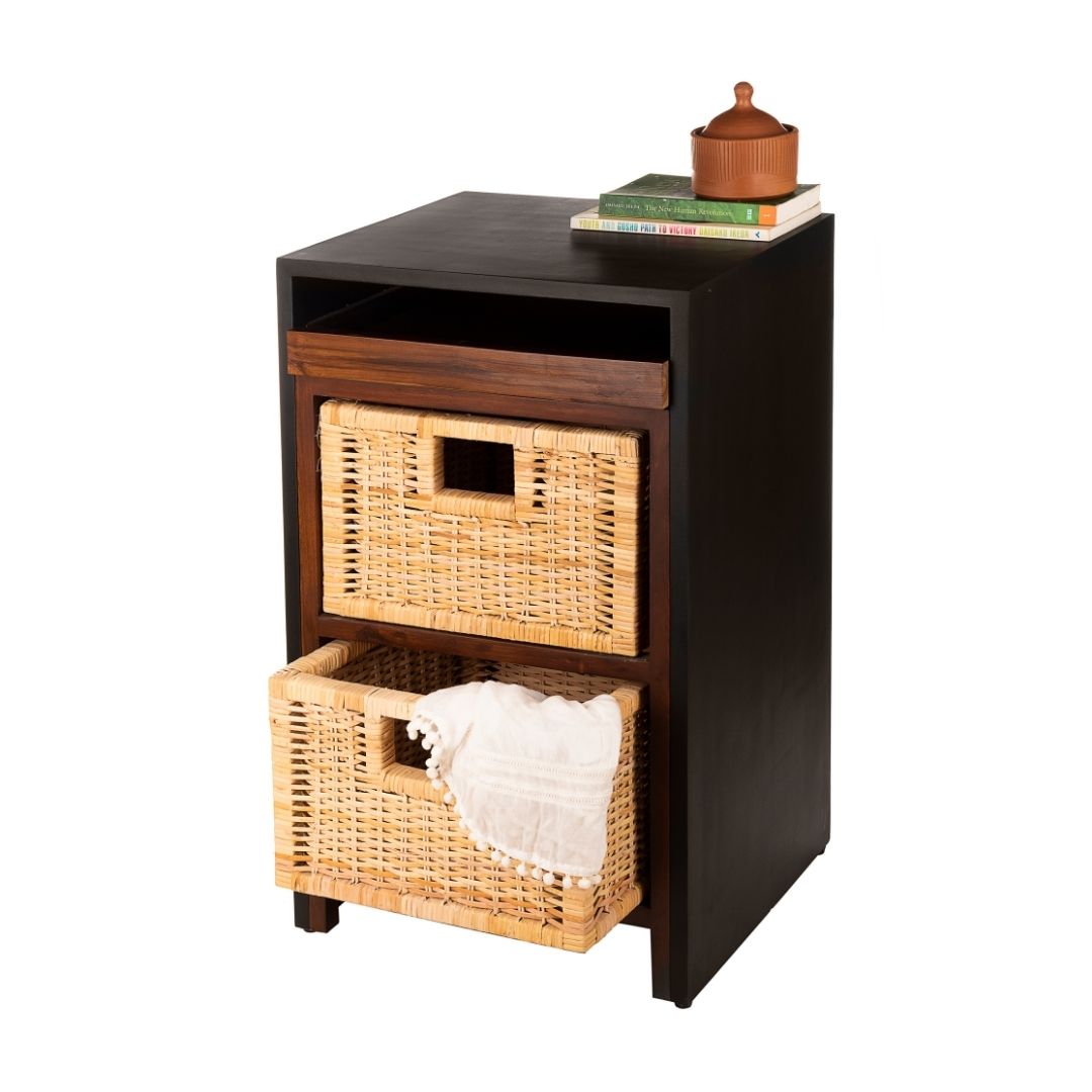 Modern Natural Basket Cabinet