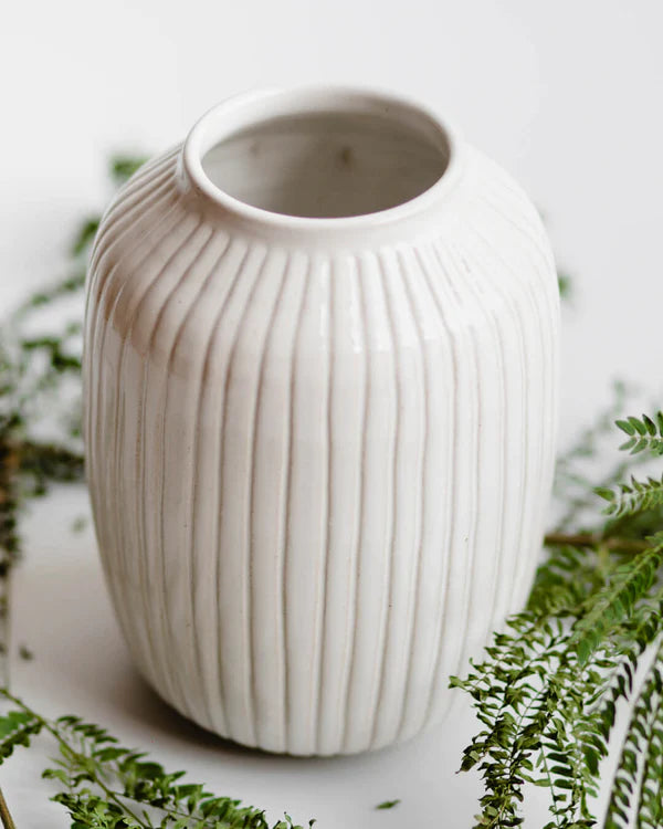 Cosmos White Ceramic Vase