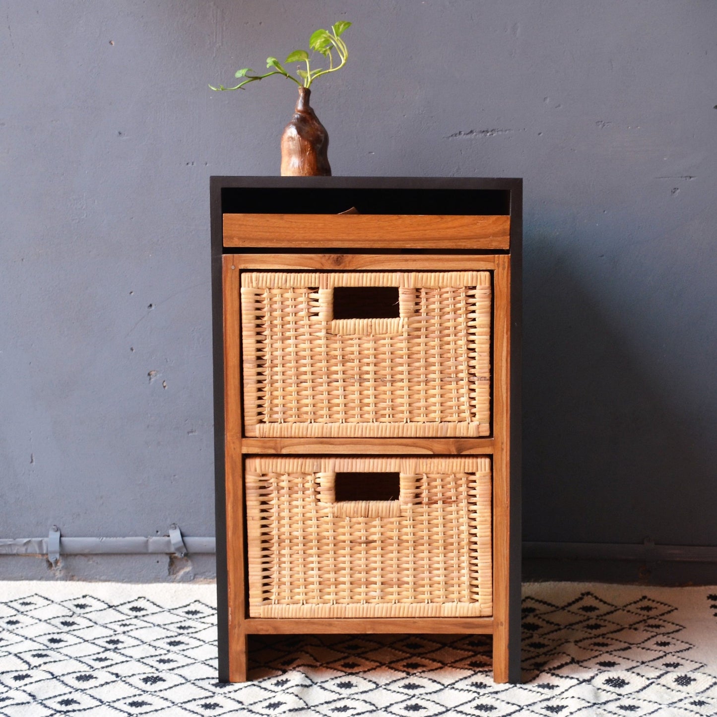 Modern Natural Basket Cabinet