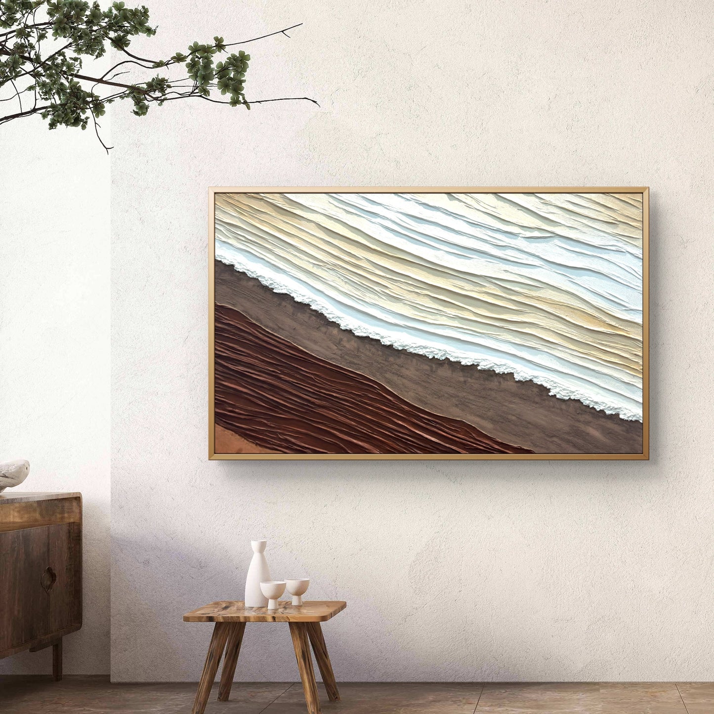 Coastal Wave Texture Art (Beige & Brown)
