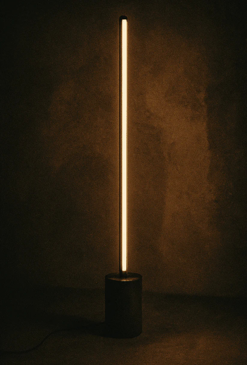 Sleek Cylindrical Wooden Floor Lamp