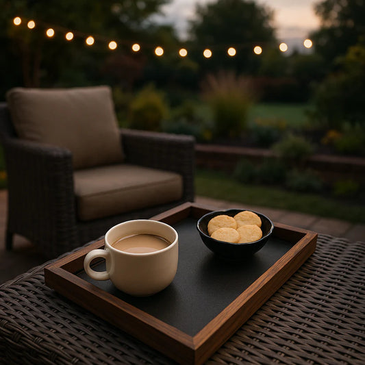 Premium Teak & Leather Tray (Medium)