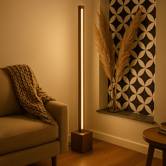 Minimalist Wooden Floor Lamp With Square Base