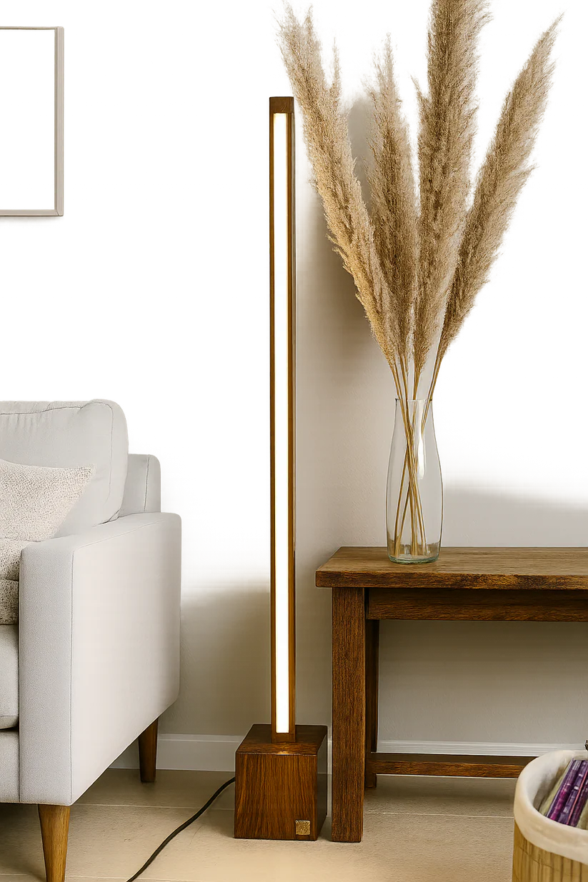 Minimalist Wooden Floor Lamp With Square Base