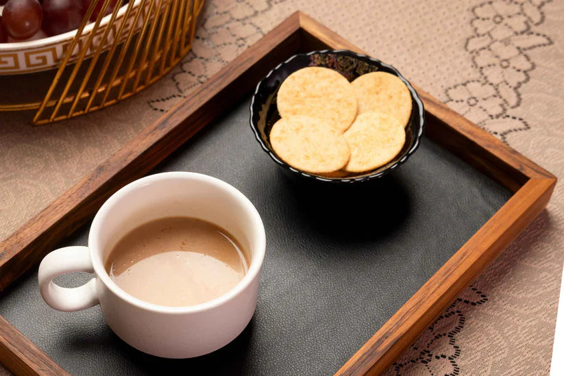 Premium Teak & Leather Tray (Medium)