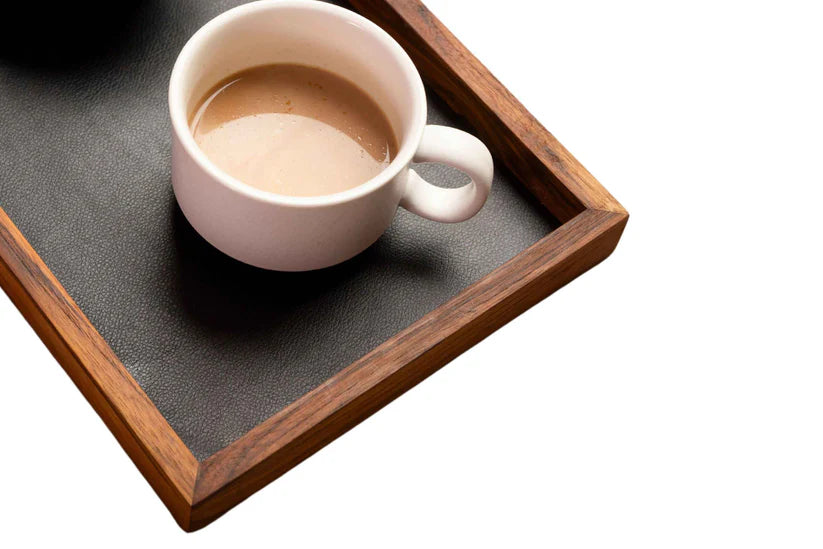 Premium Teak & Leather Tray (Medium)
