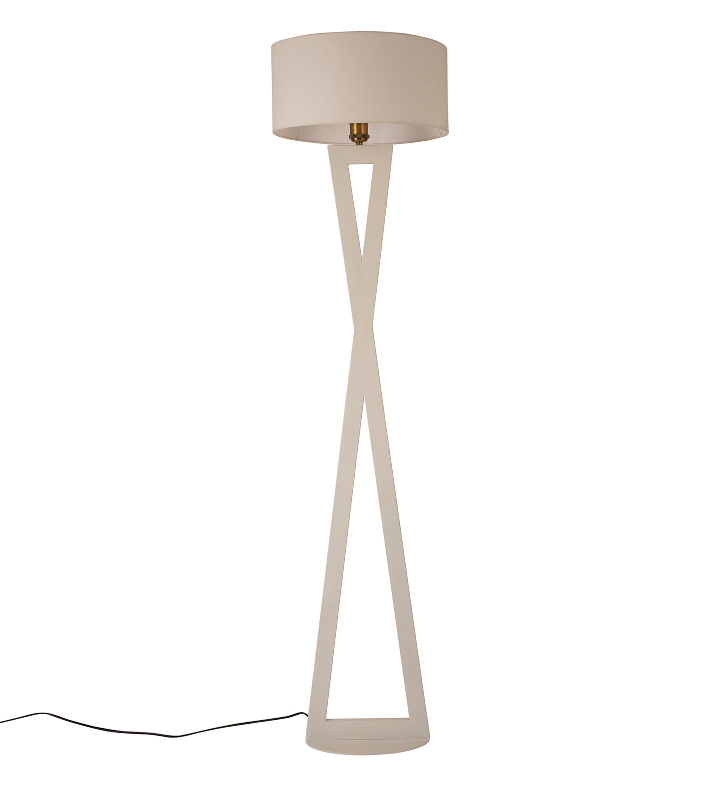 Hamptons White Metal Shade Club Floor Lamp with Metal Base