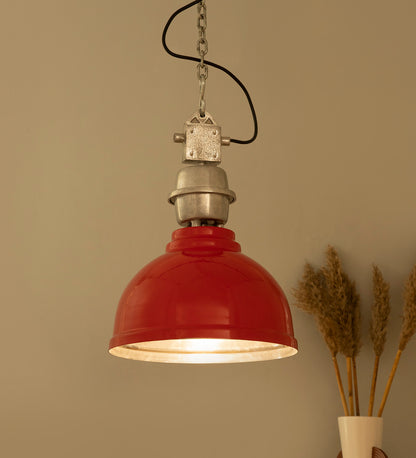 Ceramic Red Industrial Pendant Light