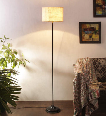 Metal Floor Lamp with Gold Base and Shade