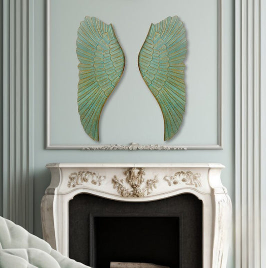 Aqua Blue & Gold Aluminium Wall Art
