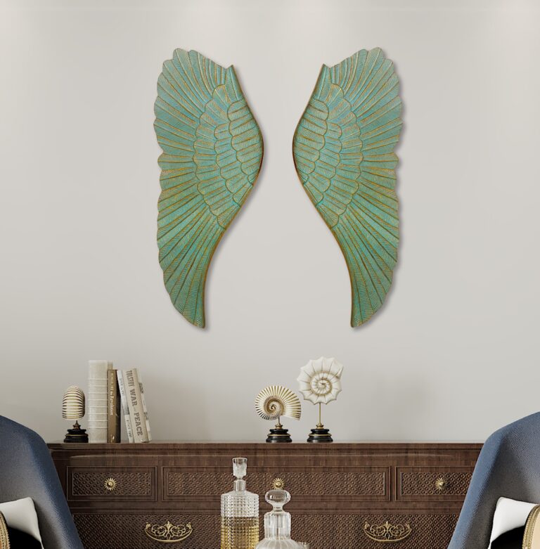 Aqua Blue & Gold Aluminium Wall Art