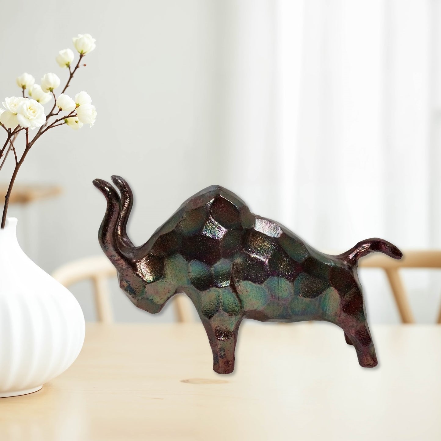 Copper Antique Aluminium Bull Sculpture