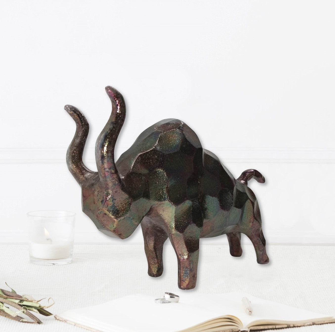 Copper Antique Aluminium Bull Sculpture