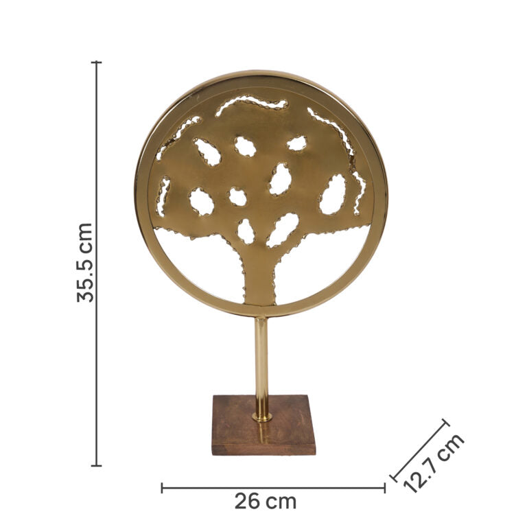 Tree-Shaped Brass Antique Golden Mild Steel Table Decor