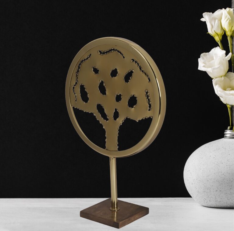 Tree-Shaped Brass Antique Golden Mild Steel Table Decor