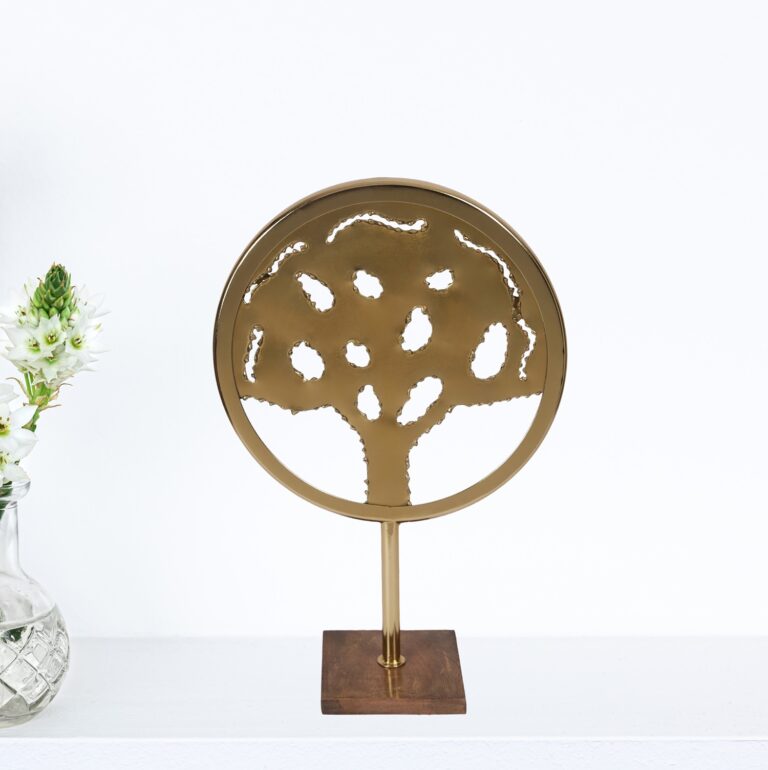Tree-Shaped Brass Antique Golden Mild Steel Table Decor