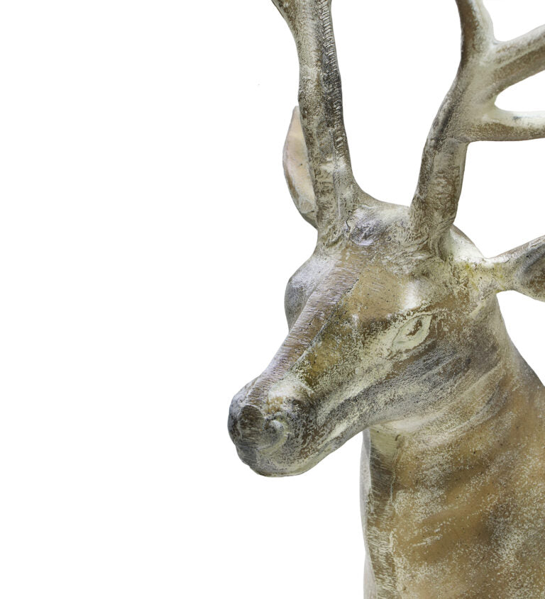 Handcrafted Matte Gold Deer Head Wall Sculpture