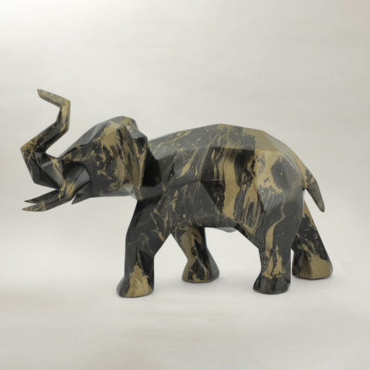 Hand-Painted Elephant - Charcoal Gold