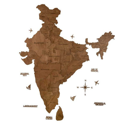 3D Wooden India Map