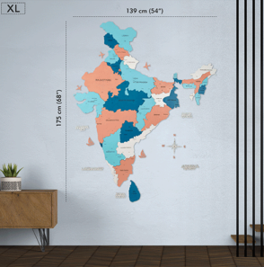 3D Colored Wooden India Map